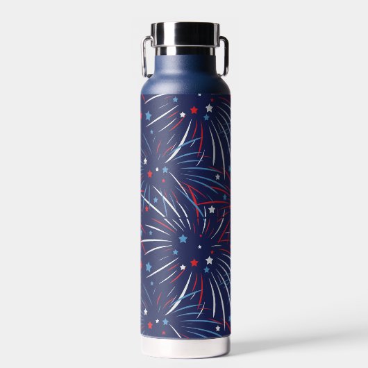 Red White Blue Fireworks Stars Trinkflasche (Vorne)