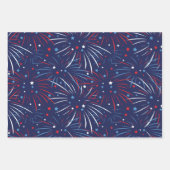 Red White Blue Fireworks Stars Wrapping Paper Geschenkpapier Set (Vorderseite)