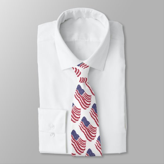 Red White Blue Flag Muster Design Neck Tie Krawatte (Gebunden)