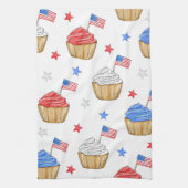 Red White Blue Flag Star Cupcakes Patriotic Geschirrtuch (Vertikal)