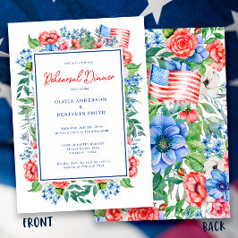 Red White Blue Floral Hochzeitsessen Probe Einladung