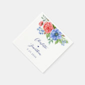 Red White Blue Floral Monogram Patriotic Wedding Serviette (Ecke)