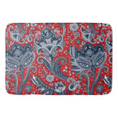 Red White & Blue Floral Paisley Bohemisch Boho Badematte (Vorderseite)
