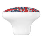 Red White & Blue Floral Paisley Bohemisch Boho Keramikknauf (Seitenansicht)