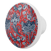 Red White & Blue Floral Paisley Bohemisch Boho Keramikknauf (Rechts)