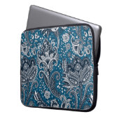 Red White & Blue Floral Paisley Bohemisch Boho Laptopschutzhülle (Vorderseite Links)