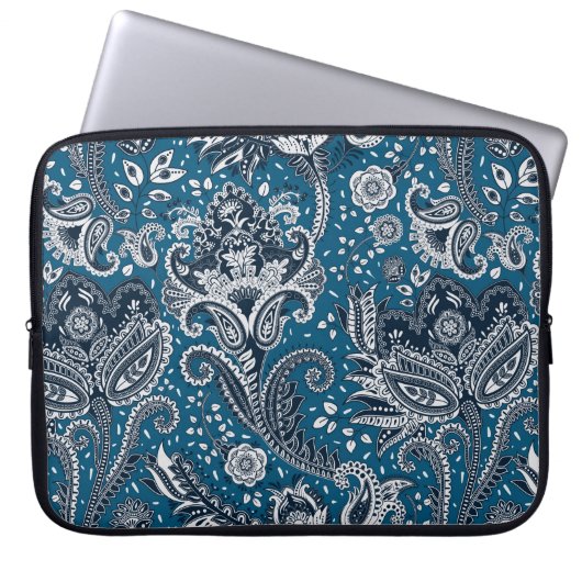 Red White & Blue Floral Paisley Bohemisch Boho Laptopschutzhülle (Vorderseite)