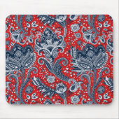 Red White & Blue Floral Paisley Bohemisch Boho Mousepad (Vorne)