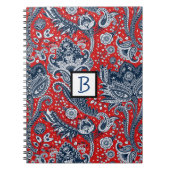 Red White & Blue Floral Paisley Bohemisch Boho Notizblock (Vorderseite)
