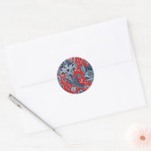 Red White & Blue Floral Paisley Bohemisch Boho Runder Aufkleber (Umschlag)