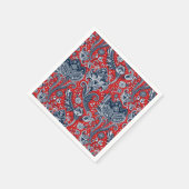 Red White & Blue Floral Paisley Bohemisch Boho Serviette (Ecke)