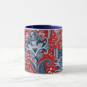 Red White & Blue Floral Paisley Bohemisch Boho Tasse (Zentrum)
