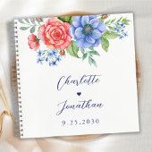 Red White Blue Floral Patriotic Wedding Gästebuch Notizblock