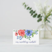 Red White Blue Floral Patriotic Wedding QR Code Begleitkarte (Stehend Vorderseite)