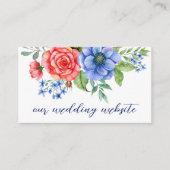 Red White Blue Floral Patriotic Wedding QR Code Begleitkarte (Vorderseite)
