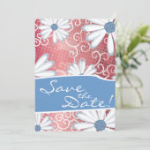 Red White Blue Floral Tribal Daisy Tattoo Muster Save The Date (Stehend Vorderseite)