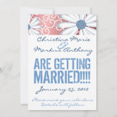 Red White Blue Floral Tribal Daisy Tattoo Muster Save The Date (Rückseite)