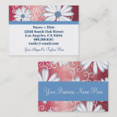 Red White Blue Floral Tribal Daisy Tattoo Muster Visitenkarte (Vorne/Hinten)