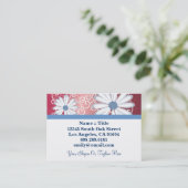 Red White Blue Floral Tribal Daisy Tattoo Muster Visitenkarte (Stehend Vorderseite)
