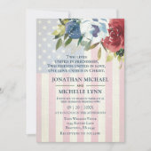 Red White Blue Floral USA Flag Christliche Hochzei Einladung (Vorderseite)