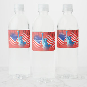 Red White Blue Food and Beauty Label Set Wasserflaschenetikett