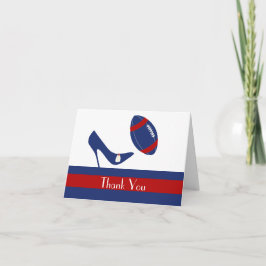 Red, White & Blue Football Wedding Dankeschön Card Dankeskarte