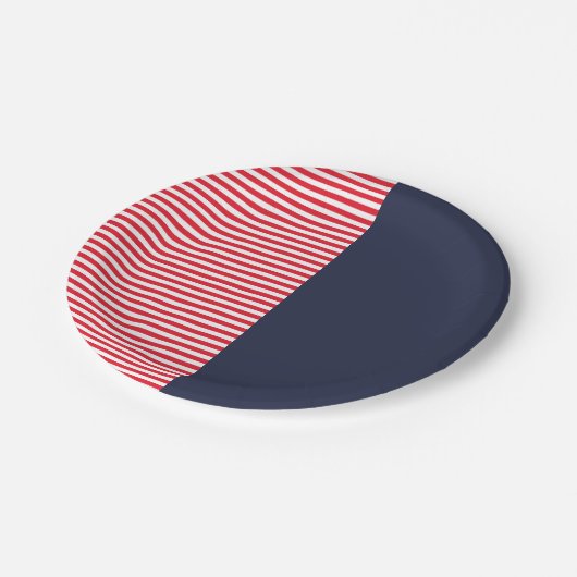 Red White & Blue Fun Freunde Familienfeier Pappteller (Schrägansicht)