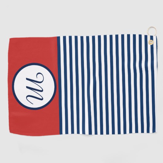 Red White & Blue Fun Monogram Golfhandtuch (Horizontal)