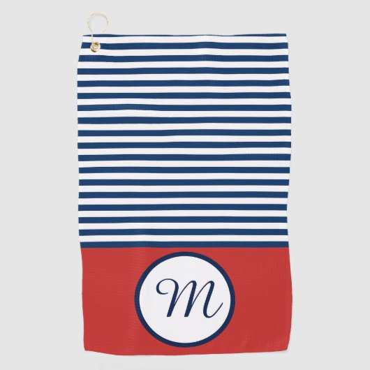 Red White & Blue Fun Monogram Golfhandtuch (Vorderseite)