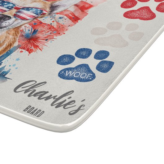 Red White Blue Funny Cool Chihuahua American Flag Schneidebrett (Ecke)