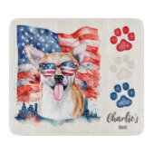 Red White Blue Funny Cool Chihuahua American Flag Schneidebrett (Vorderseite)