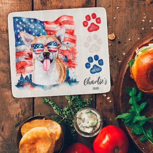 Red White Blue Funny Cool Chihuahua American Flag Schneidebrett