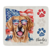 Red White Blue Funny Golden Retriever Leckerei Schneidebrett (Vorderseite)