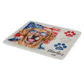 Red White Blue Funny Golden Retriever Leckerei Schneidebrett (Ecke)