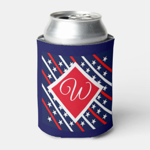 Red White & Blue Gemustert Custom Initial Dosenkühler