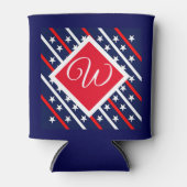 Red White & Blue Gemustert Custom Initial Dosenkühler (Vorderseite)