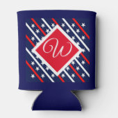 Red White & Blue Gemustert Custom Initial Dosenkühler (Rückseite)
