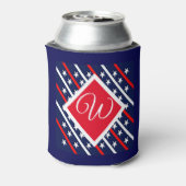 Red White & Blue Gemustert Custom Initial Dosenkühler (Kanne Rückseite)