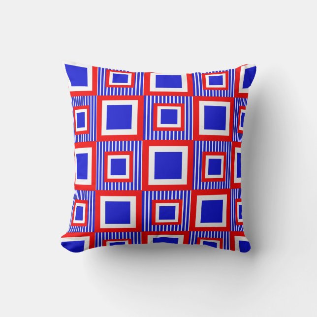 Red White Blue Geometric Kissen (Vorderseite)