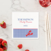 Red White Blue Gingham Preppy Lobster Custom Text Serviette (Beispiel)
