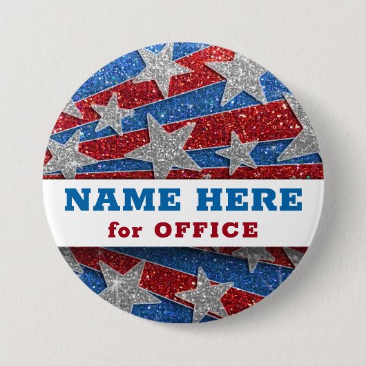 Red White Blue Glitzer American Campaign Template Button (Vorderseite)