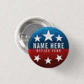 Red White Blue Glitzer American Campaign Template Button (Vorne & Hinten)
