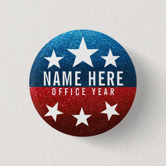 Red White Blue Glitzer American Campaign Template Button (Vorderseite)