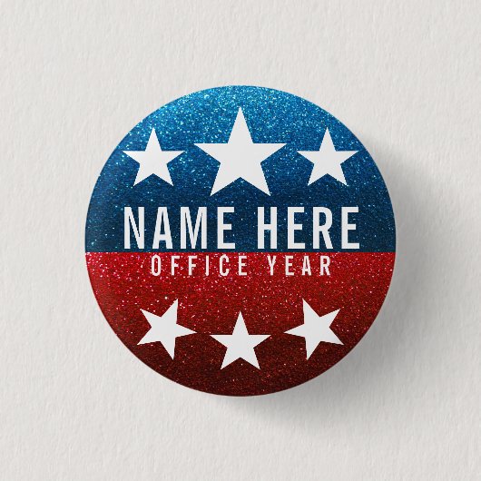 Red White Blue Glitzer American Campaign Template Button (Vorderseite)