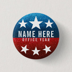 Red White Blue Glitzer American Campaign Template Button