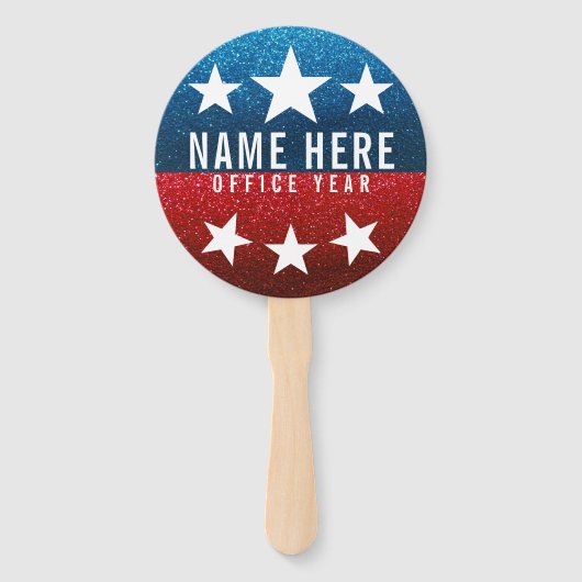 Red White Blue Glitzer American Campaign Template Fächer (Vorderseite)
