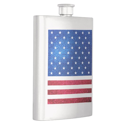 Red White Blue Glitzer American Campaign Template Flachmann (Rechts)