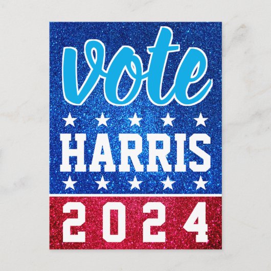 Red White Blue Glitzer American Campaign Template Postkarte (Vorderseite)