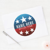 Red White Blue Glitzer American Campaign Template Runder Aufkleber (Umschlag)