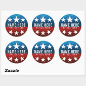 Red White Blue Glitzer American Campaign Template Runder Aufkleber (Blatt)